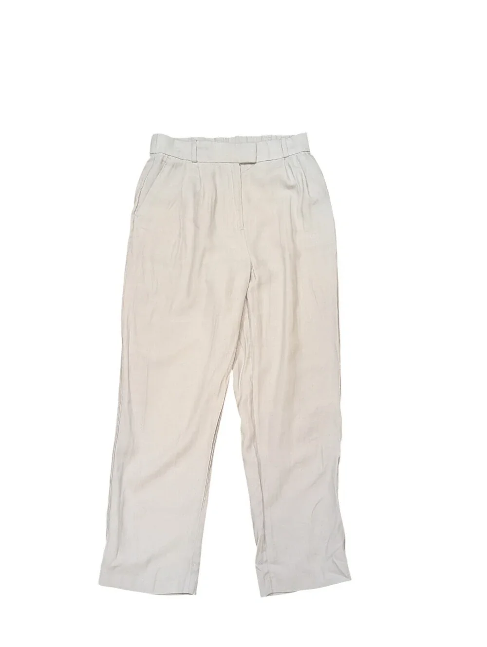H&M Women's US 8 Gray High Rise Ankle Pants Viscose Linen Blend Straight